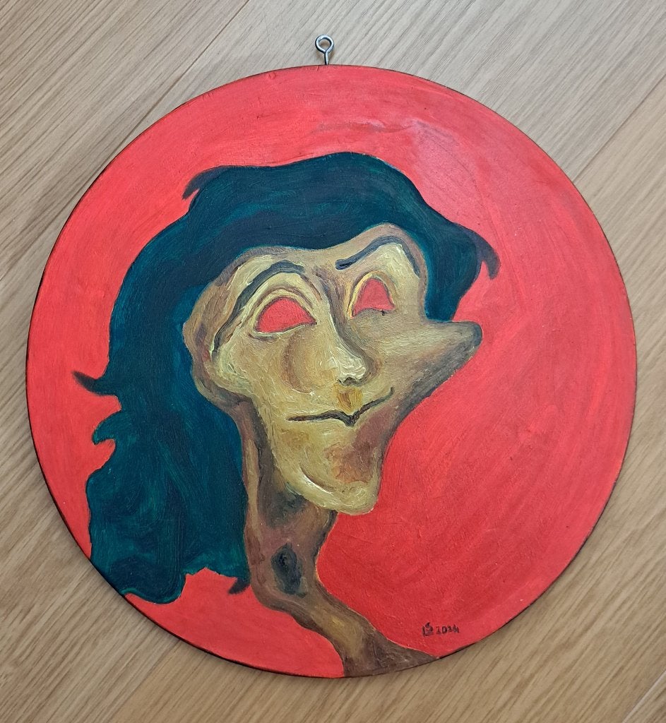 Tableau moderne recto-verso – huile sur bois bombé, Antiquités & Art, Enlèvement ou Envoi