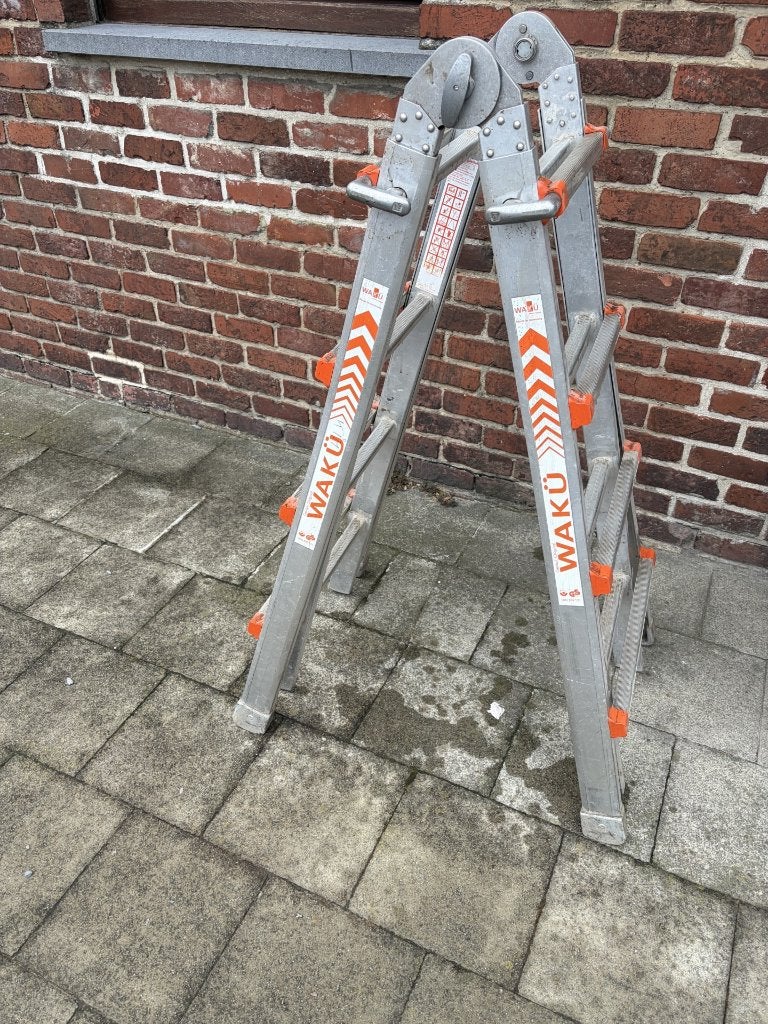 Telescopische Waku ladder 4TRAP, Ophalen, Zo goed als nieuw, Ladder, Opvouwbaar of Inschuifbaar