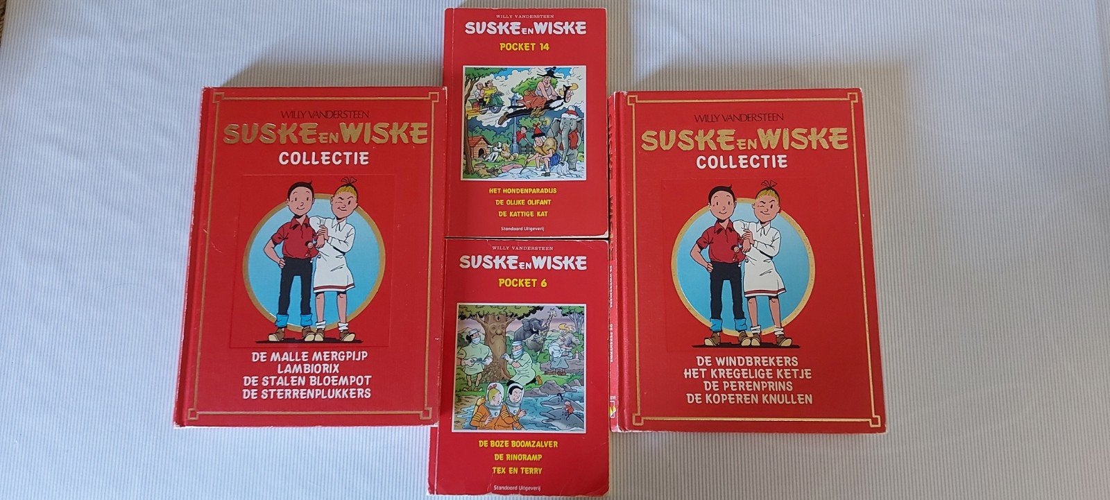 14 Suske & Wiske-verhalen in 4 verzamelalbums in goede staat, Boeken, Meerdere stripboeken, Ophalen, Gelezen, Willy Vandersteen