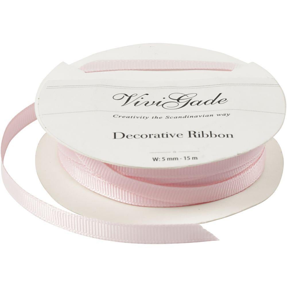 Ruban cadeau en gros grain rose pour bébé 5 mm 15 mètres, Envoi, Neuf