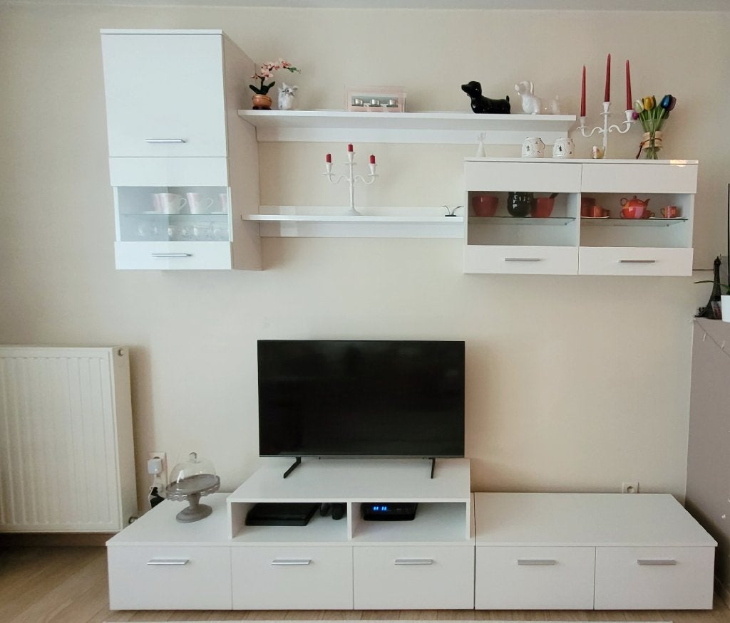 Tv meubel Wandmeubel ALFA  met LED 250×42×194, Huis en Inrichting, Ophalen, 250 tot 300 cm, Met deur(en), Zo goed als nieuw