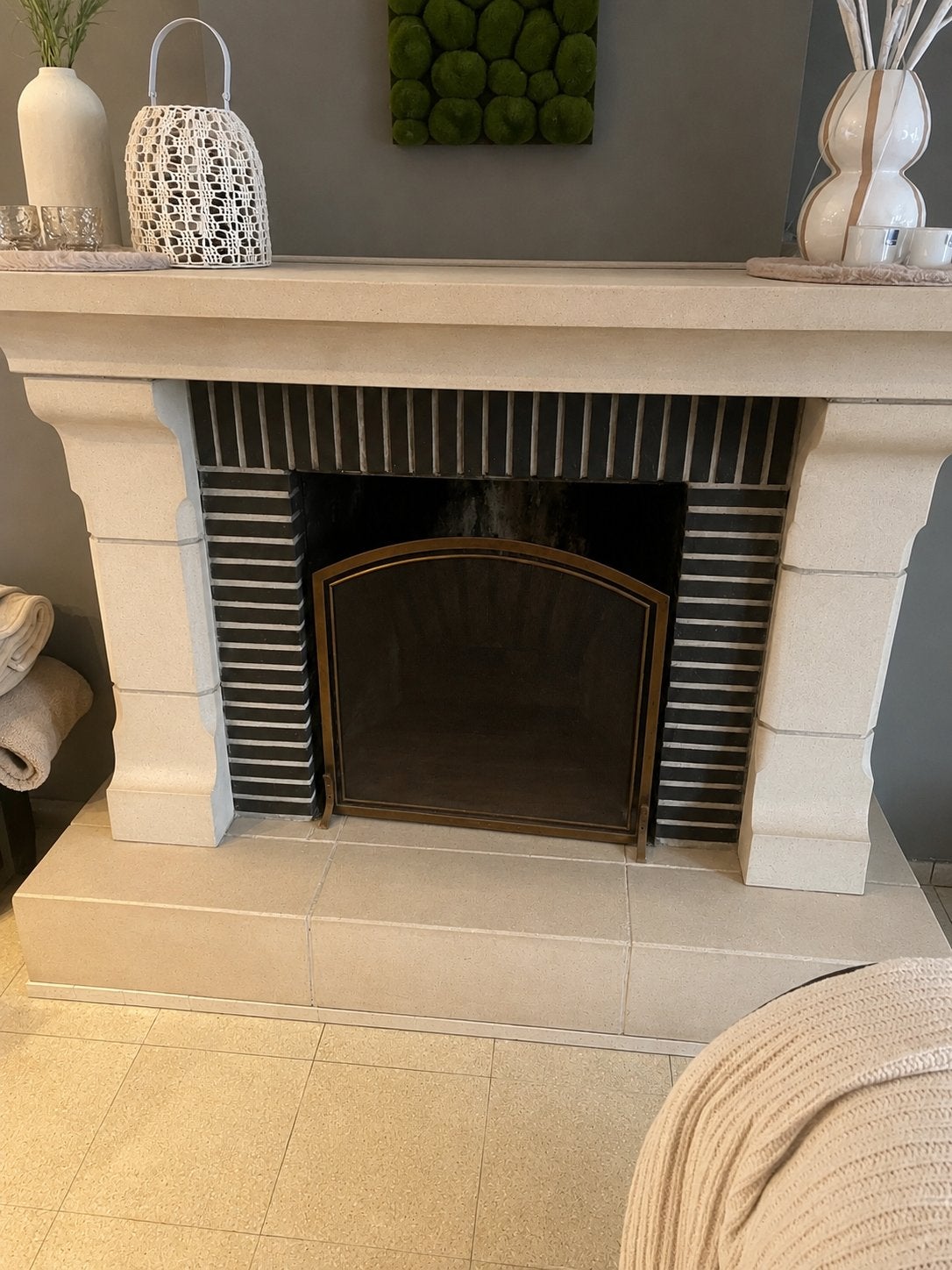 Open haard in witsteen, Maison & Meubles, Cheminées, Enlèvement, Utilisé, Cheminée au bois