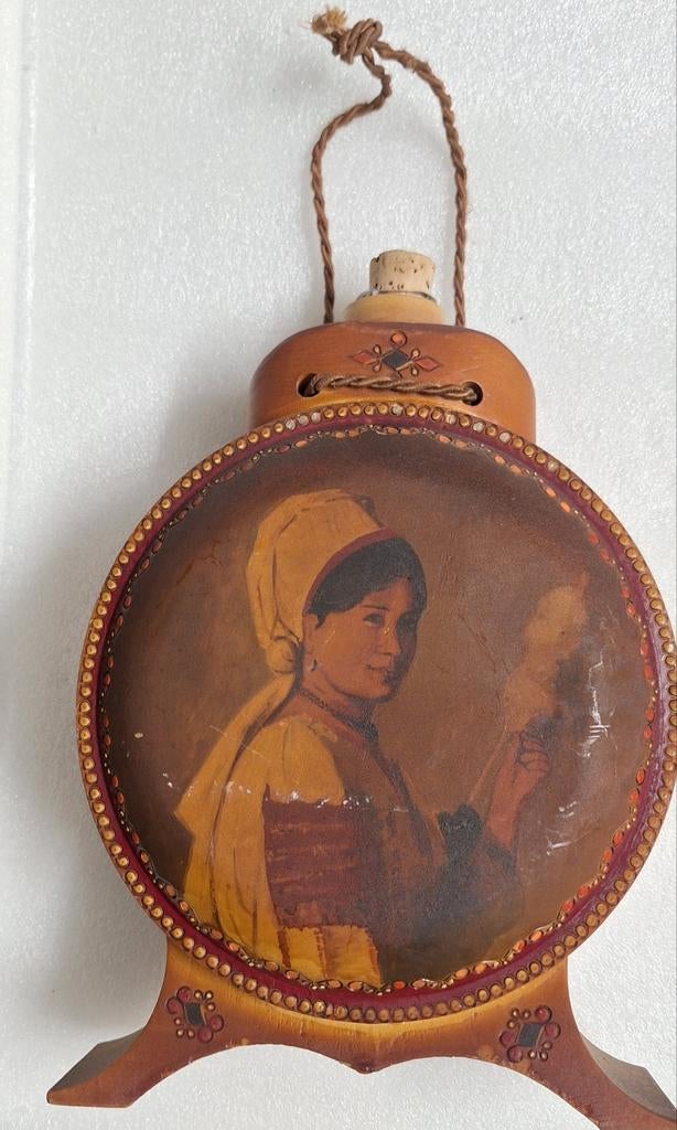 Vintage Roemeense Houten Veldfles (Ploscă) – Handbeschilderd, Ophalen of Verzenden