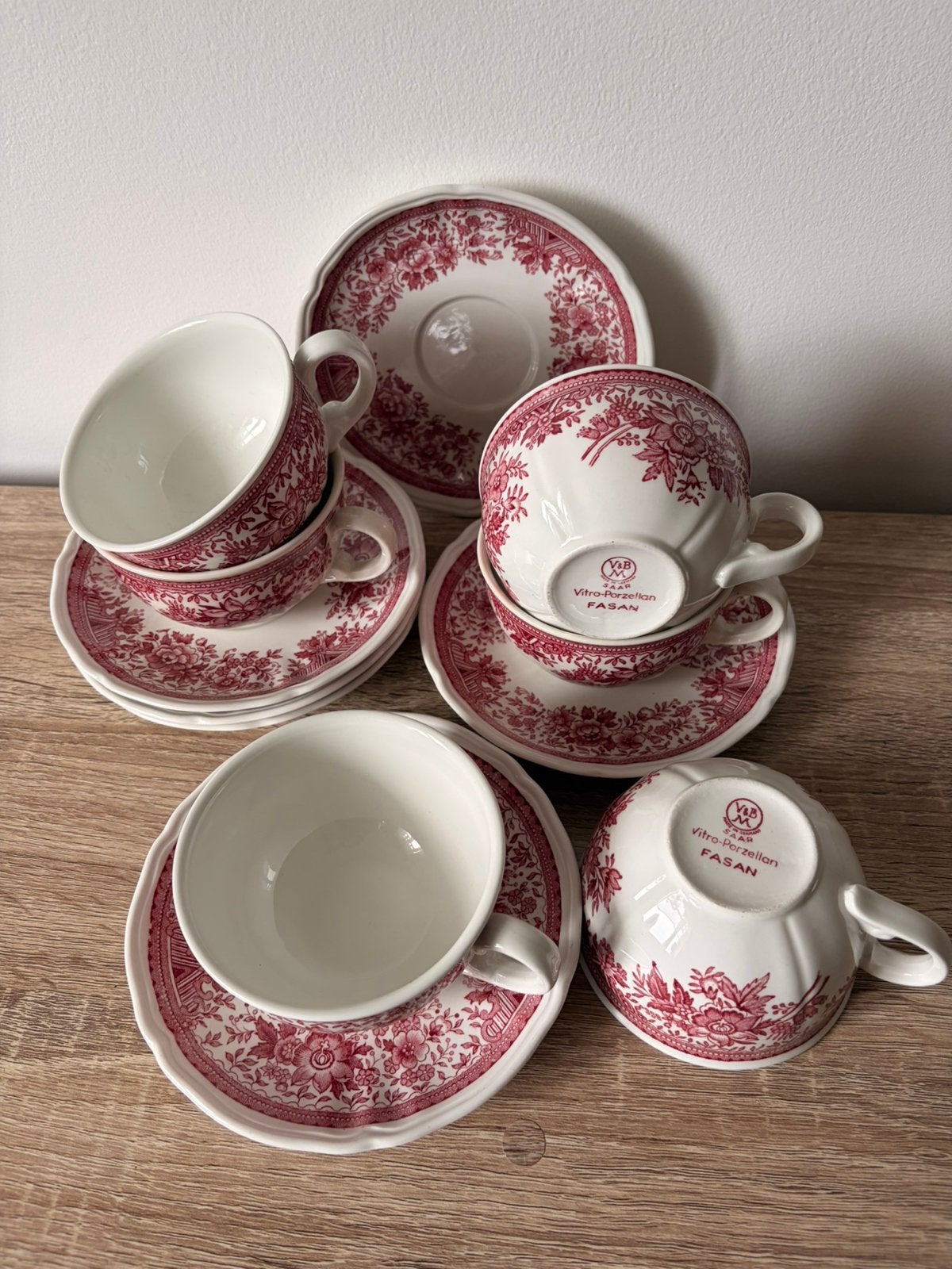 Villeroy & Boch Fasan – 6 koffiekoppen met schotel – vintage, Antiek en Kunst, Antiek | Servies compleet, Ophalen of Verzenden