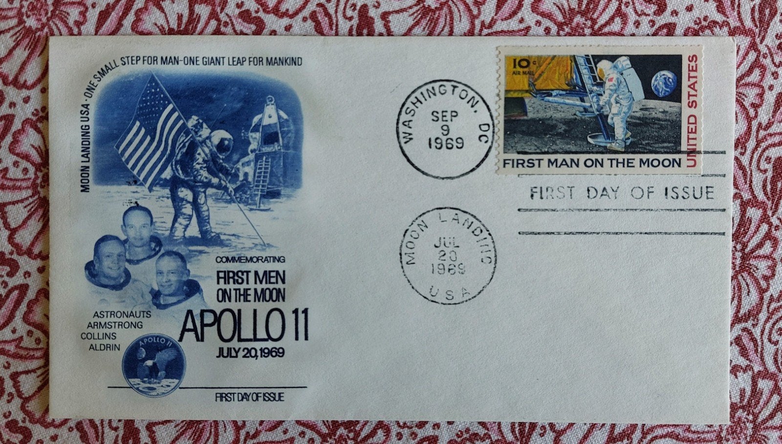Omslagen voor de eerste dag. Apollo 11. 20 juli 1969, Ophalen of Verzenden, Postfris, Noord-Amerika
