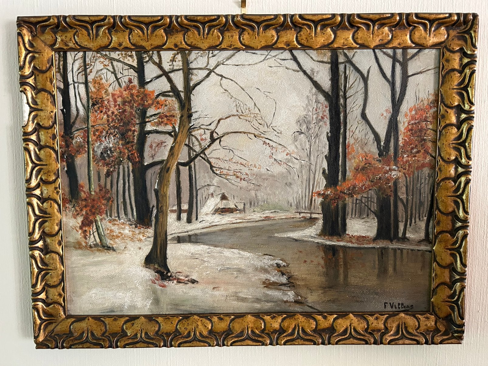 Schilderij winterlandschap 45x33 cm, Ophalen
