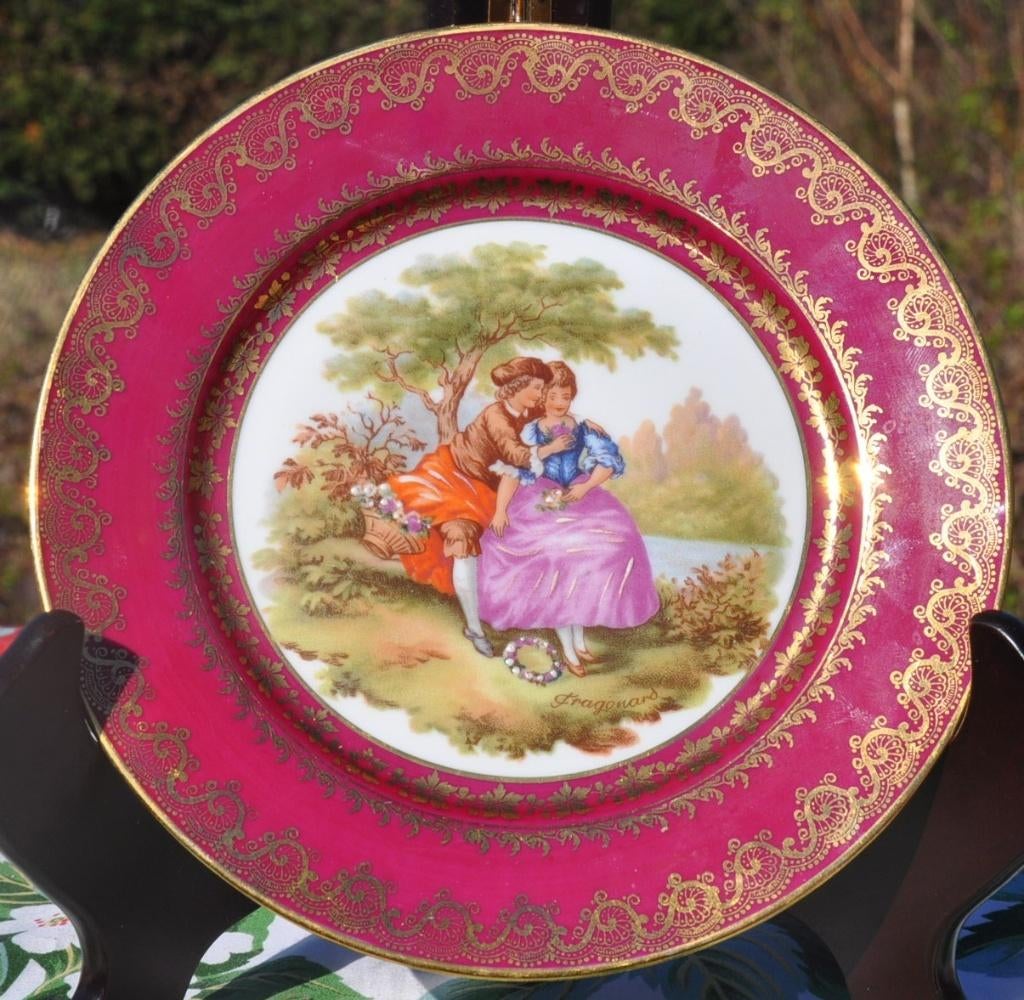 assiette décorative porcelaine de limoges décor galants, Enlèvement ou Envoi