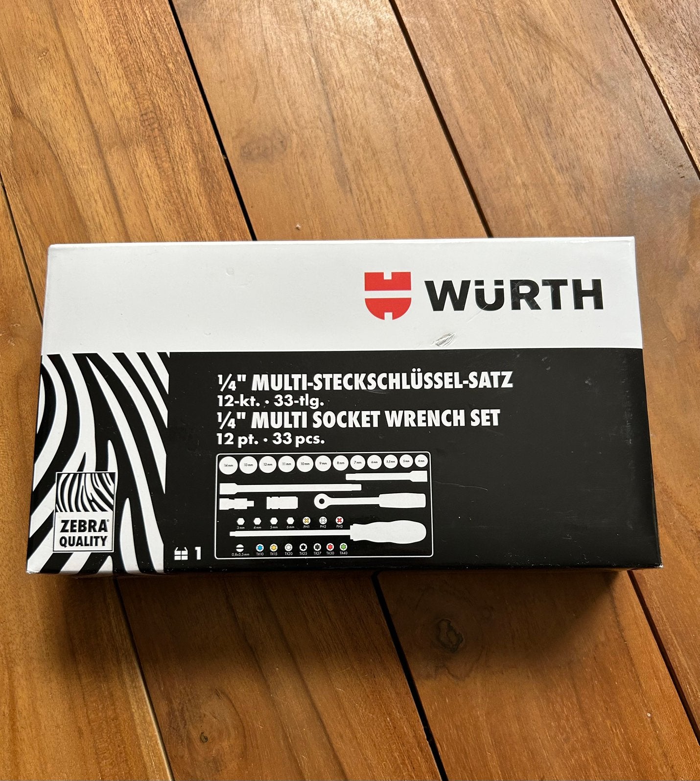 Würth Zebra– Coffret de douilles 1/4”, 33 pièces, Enlèvement ou Envoi, Neuf