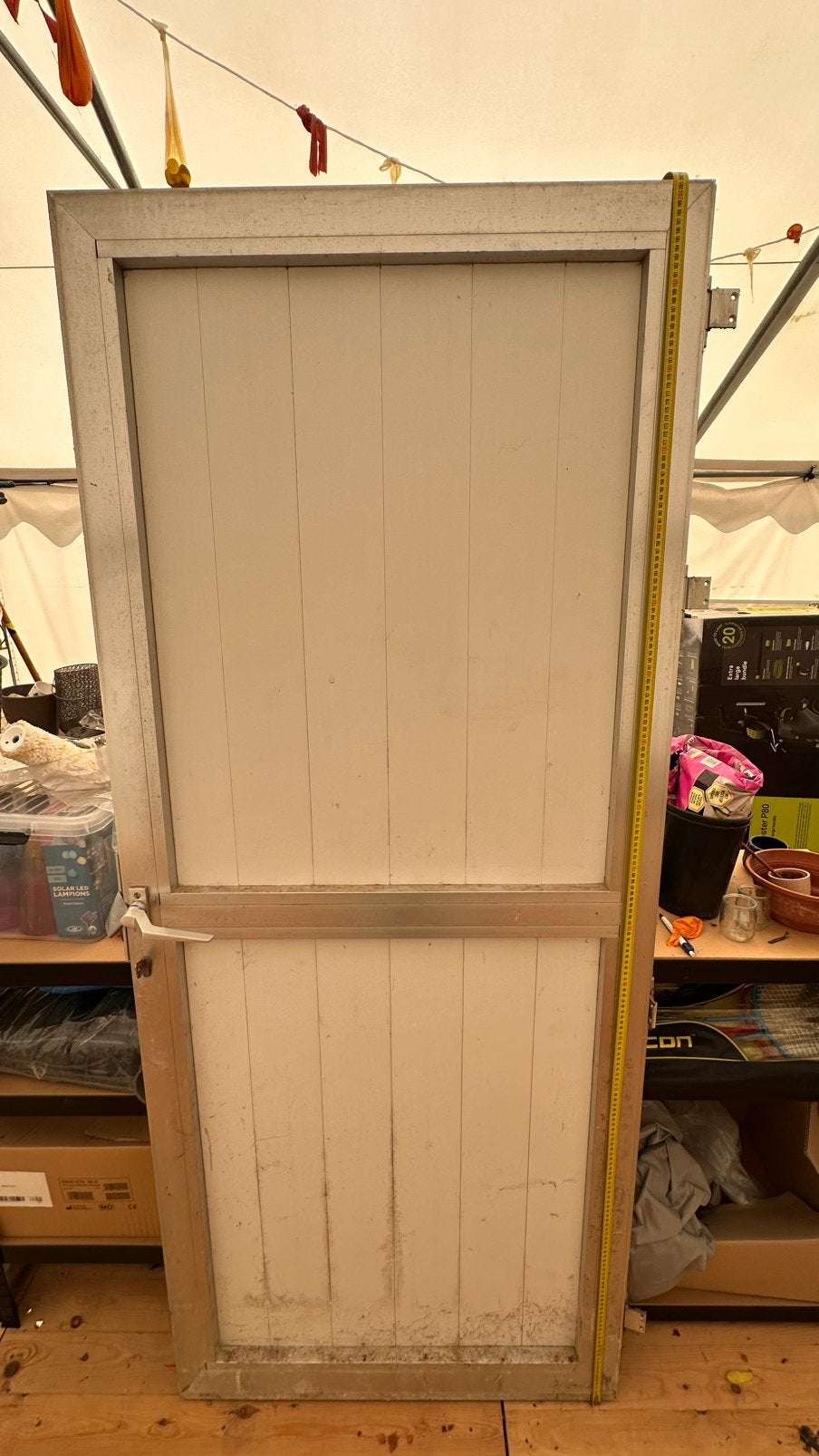 Aluminium deur met wit paneel - incl. slot - ca. 200 cm hoog, Ophalen, 80 tot 100 cm, Buitendeur, 200 tot 215 cm
