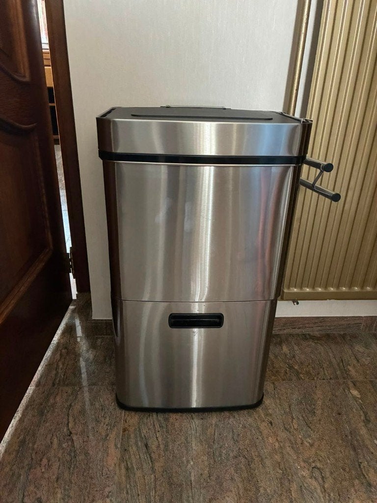 Inox vuilbak, Ophalen, Zo goed als nieuw, Inox