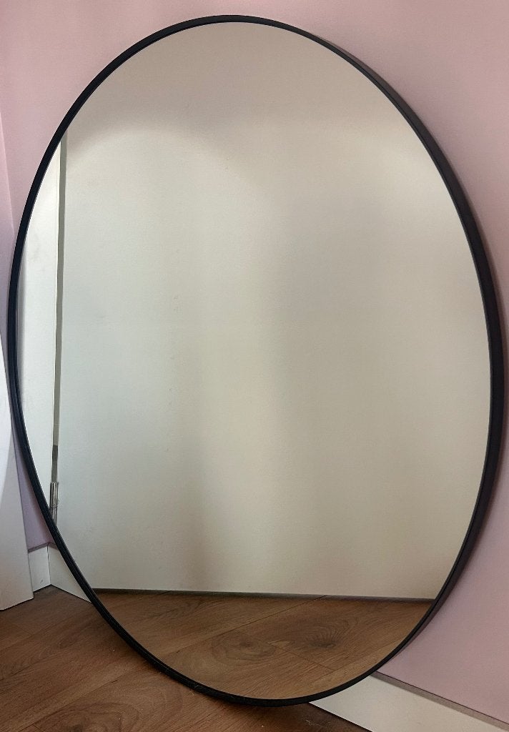 Spiegel, LINDBYN zwart, 80 cm, Huis en Inrichting, Ophalen, Rond, Nieuw, 75 tot 100 cm