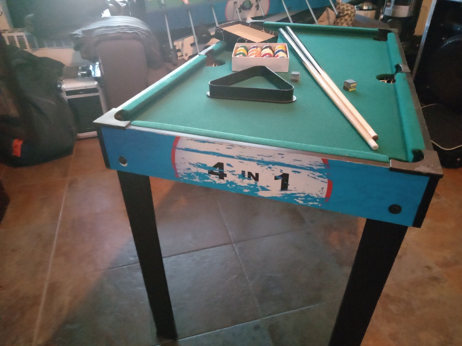 Kleine 4 in one biljart kicker ping pong tafel game, Ophalen