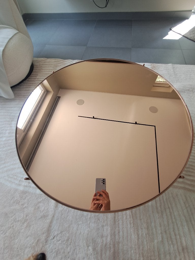Table basse miroir teinté cuivré, Maison & Meubles, Rond, Enlèvement, Utilisé, 50 à 100 cm