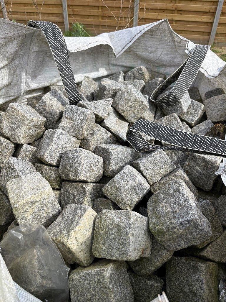 Gratis blauwe kasseien en blauwe steen, Jardin & Terrasse, Enlèvement, Utilisé, Béton, Briques