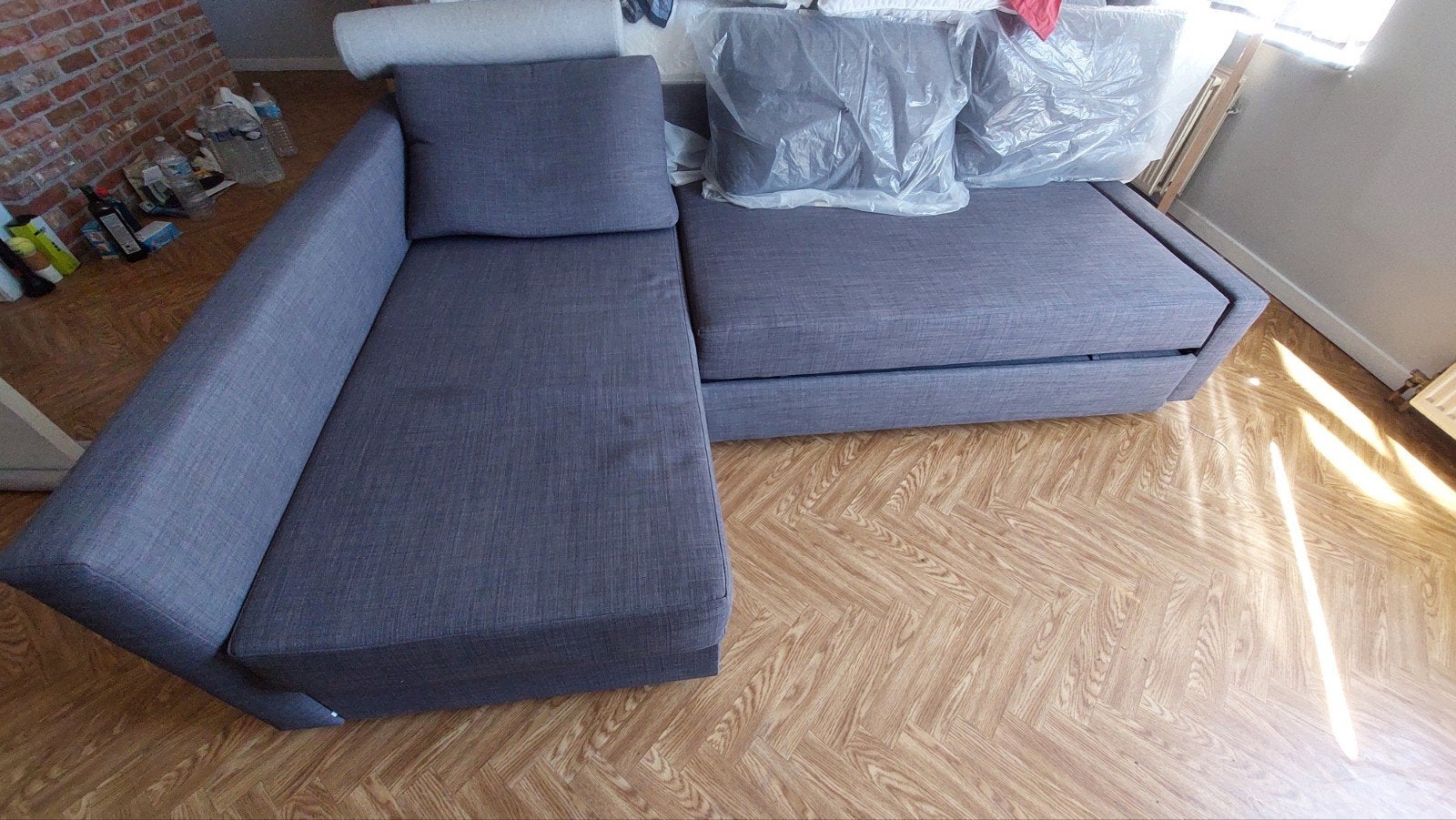 zette koop zetel  form L in 2 stuks met 2 onder extensible b, Ophalen, Hout, Minder dan 75 cm, 150 tot 200 cm