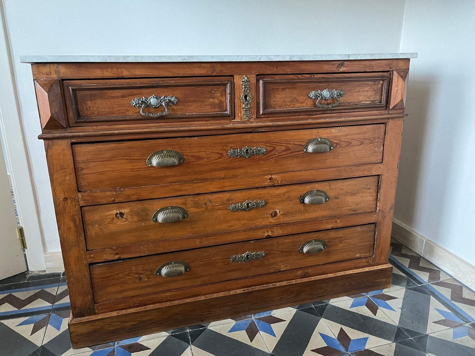 Antieke commode / ladenkast met marmeren plaat, Ophalen