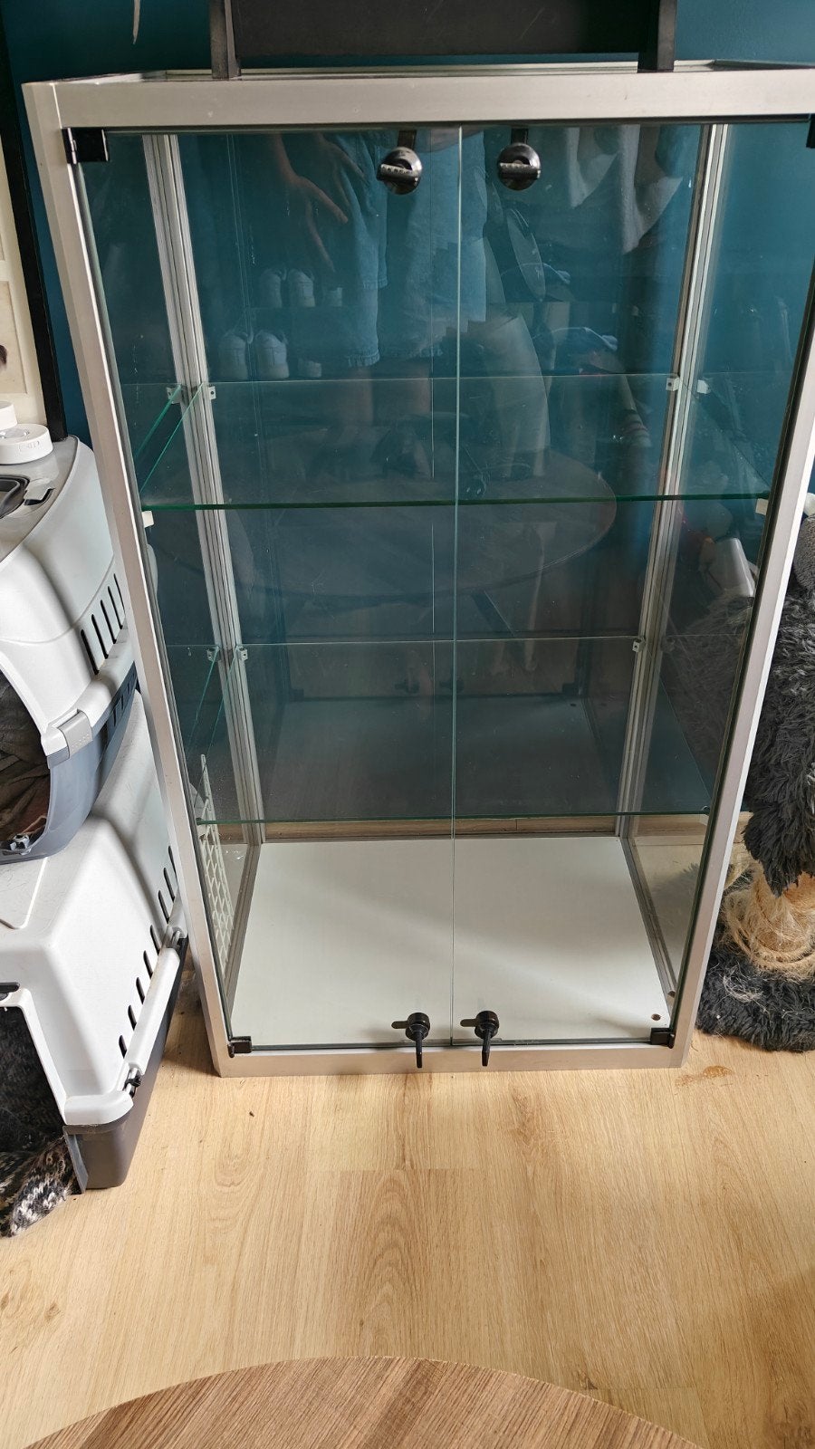 Winkelvitrine / verzamelaarskast met slotjes, Ophalen, Glas