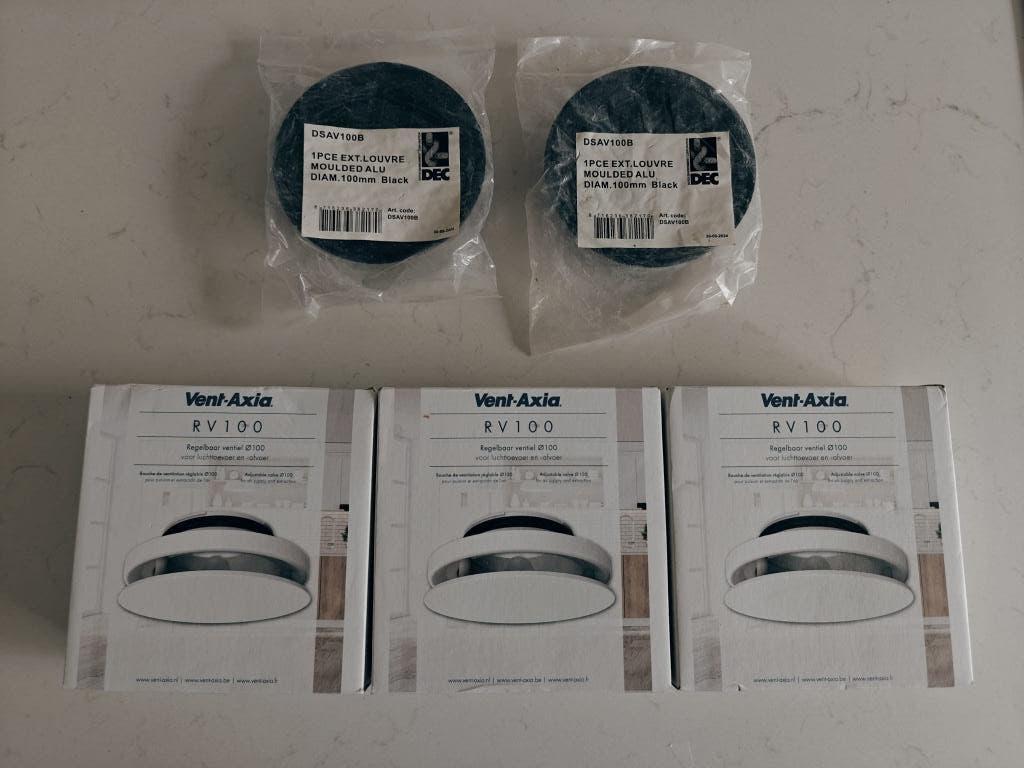 Vent-Axia RV100 ventielen + roosters Ø100 – nieuw (set), Ophalen, Nieuw