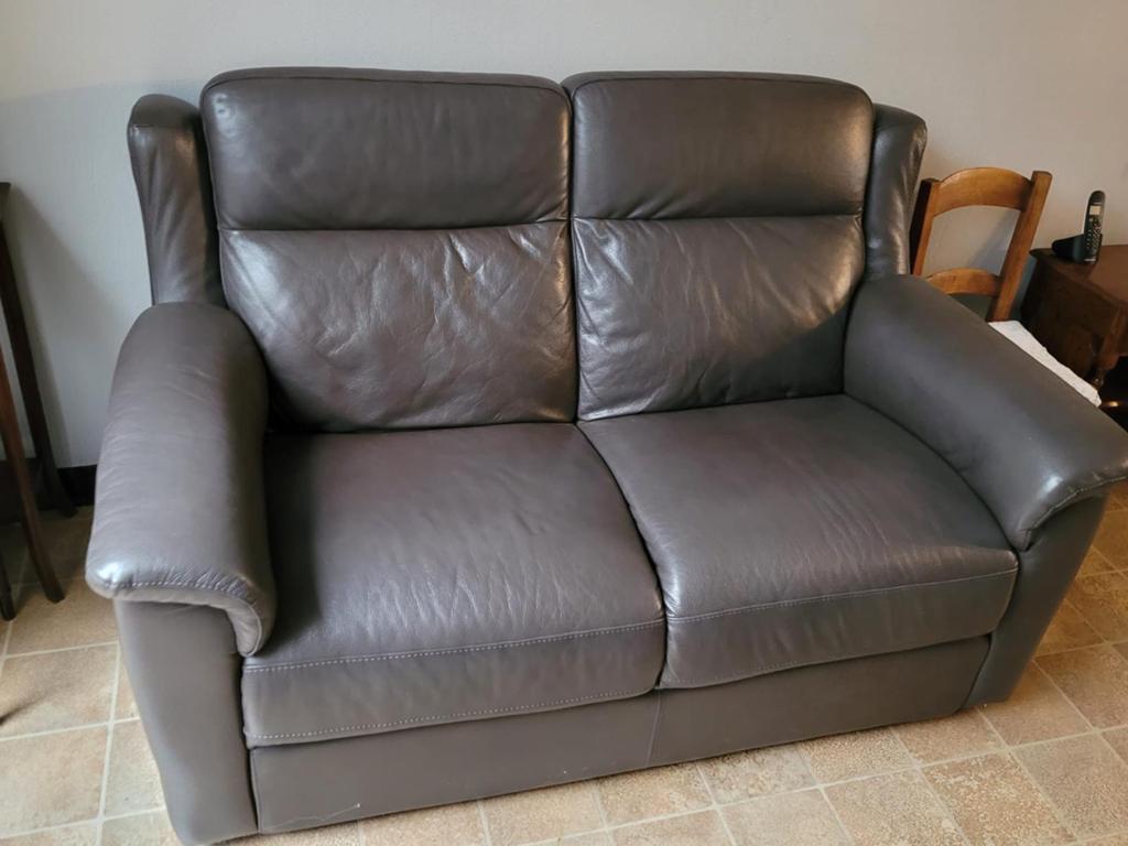 3+2 bruine leren bank, Huis en Inrichting, Zetels | Zetels, Ophalen, Gebruikt, 150 tot 200 cm, Leer