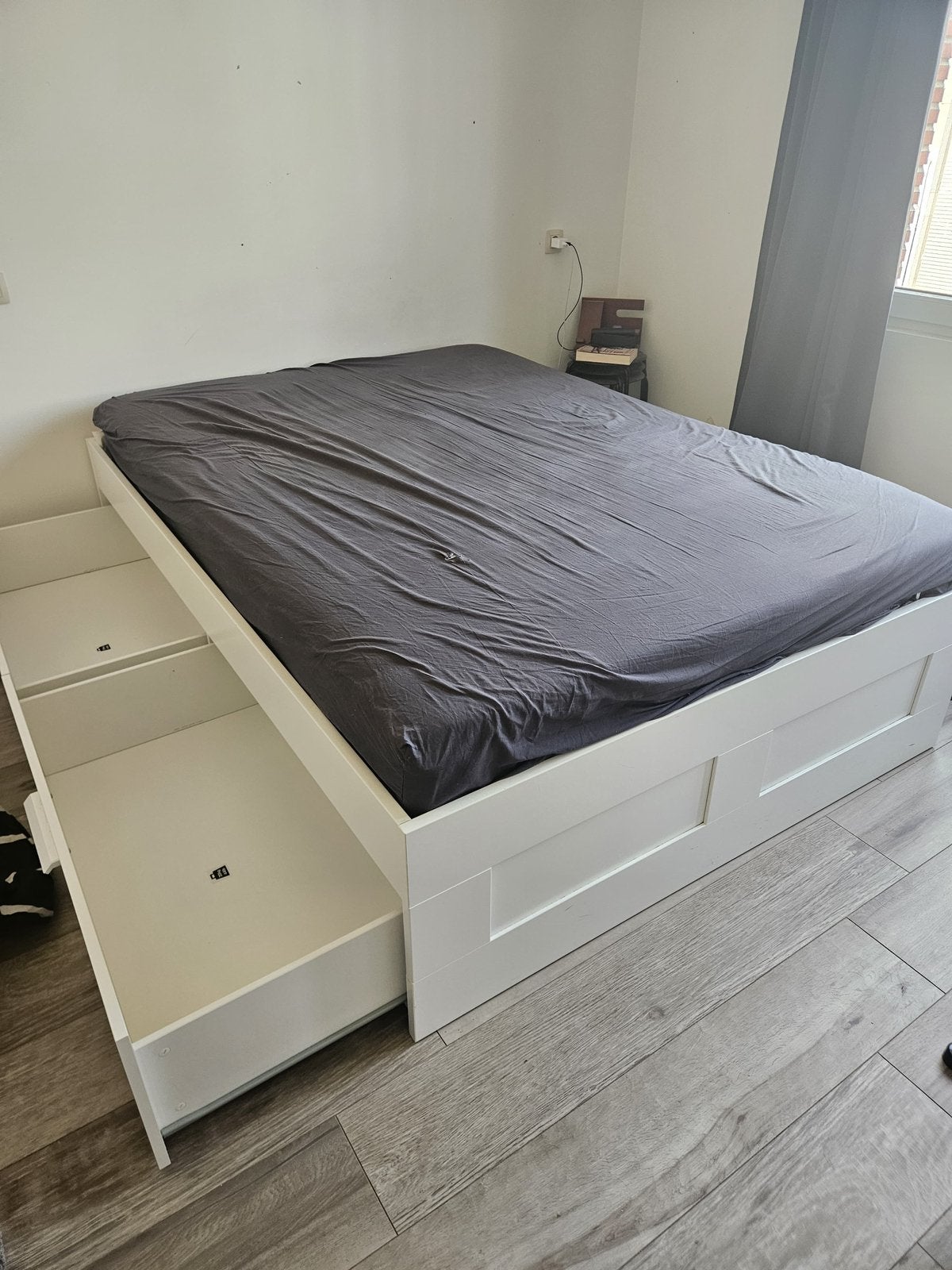 Brimnes bed Ikea, Ophalen, Gebruikt, Wit, 140 cm