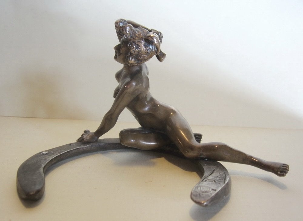 Antiek art nouveau brons, naakt, G Recipon, ca 1896, Verzenden, Art nouveau, Brons, Gemerkt