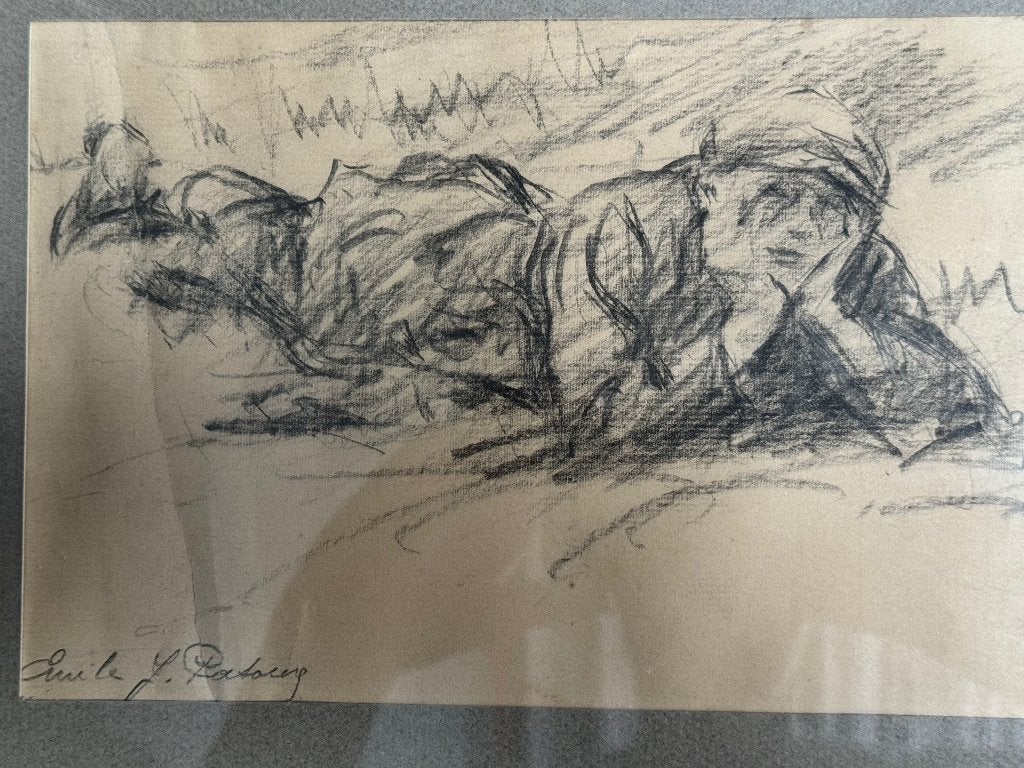 Emile Patoux, Portrait ou Personnes, Enlèvement ou Envoi, Sous verre, Dessin
