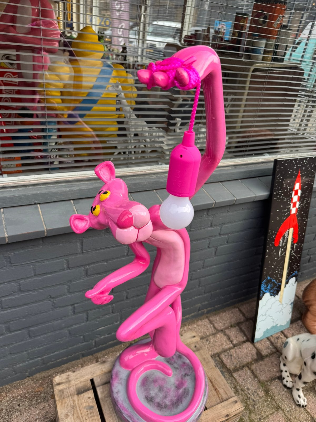 Roze Pink Panter decoratie beeld / Lamp, Ophalen, Gebruikt, Dier