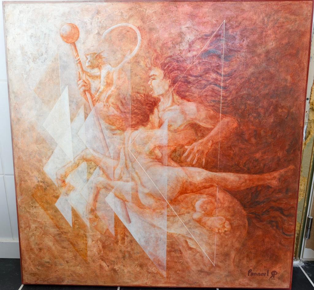 Jean-Pierre PANNEEL „Centaure” - Olieverf en doek 90 x 90, Ophalen