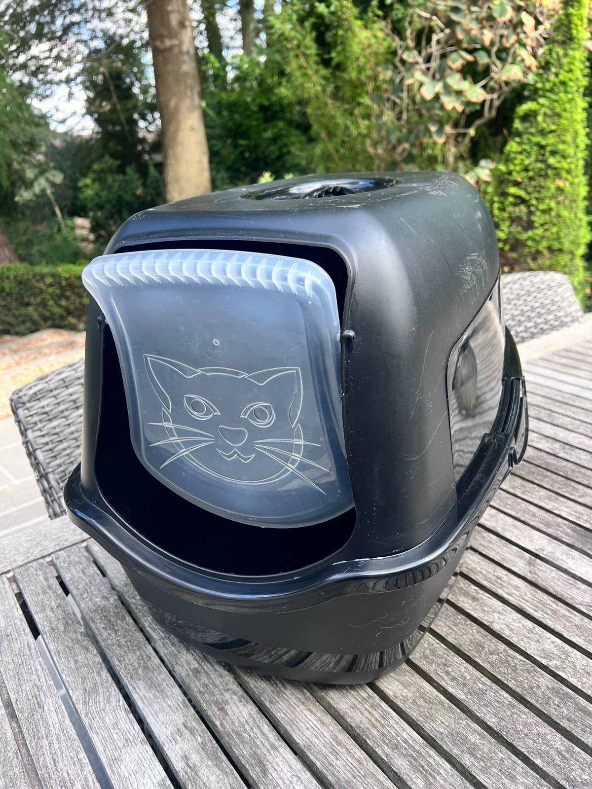 Zwarte kattenbak met luikje, Dieren en Toebehoren, Ophalen, Gebruikt, Gesloten