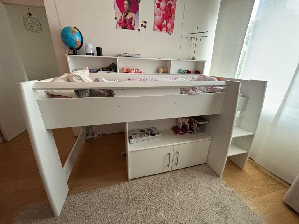 Bed kids (hoogslaper), Huis en Inrichting, Slaapkamer | Bedden, Ophalen, 90 cm, Eenpersoons, Wit