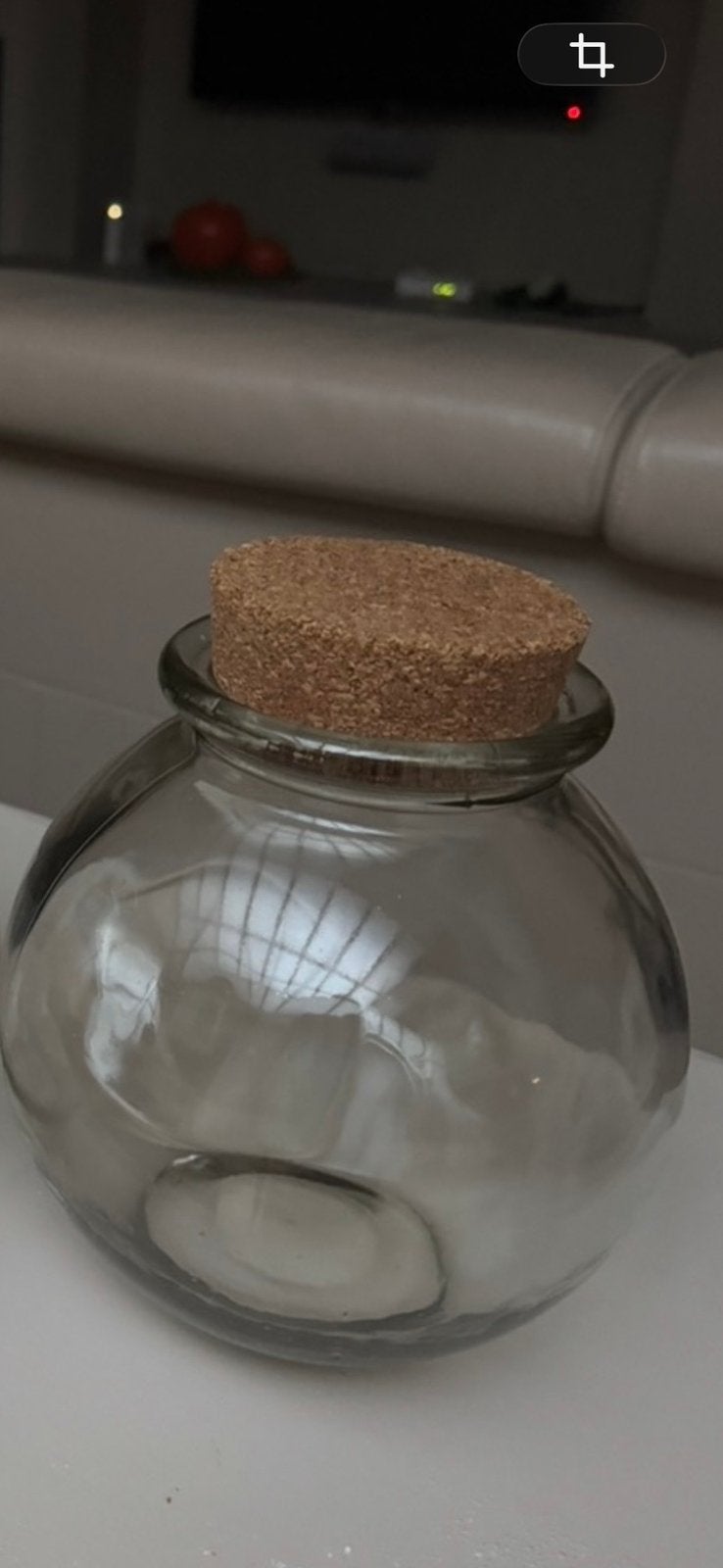 Glazen voorraadpot met deksel in kurk, Ophalen, Zo goed als nieuw, Met deksel