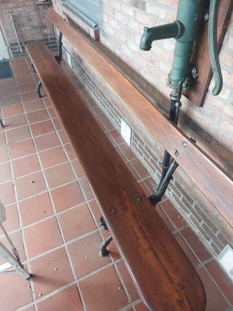 tuinbank met gietijzer steunen, Tuin en Terras, Tuinbanken, Ophalen, Gebruikt