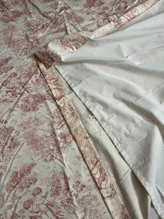 PAAR TOILE DE JOUY HANGERS (verduisterend) + 1 kroonluchter, Ophalen, Overgordijn, 195 cm, Katoen