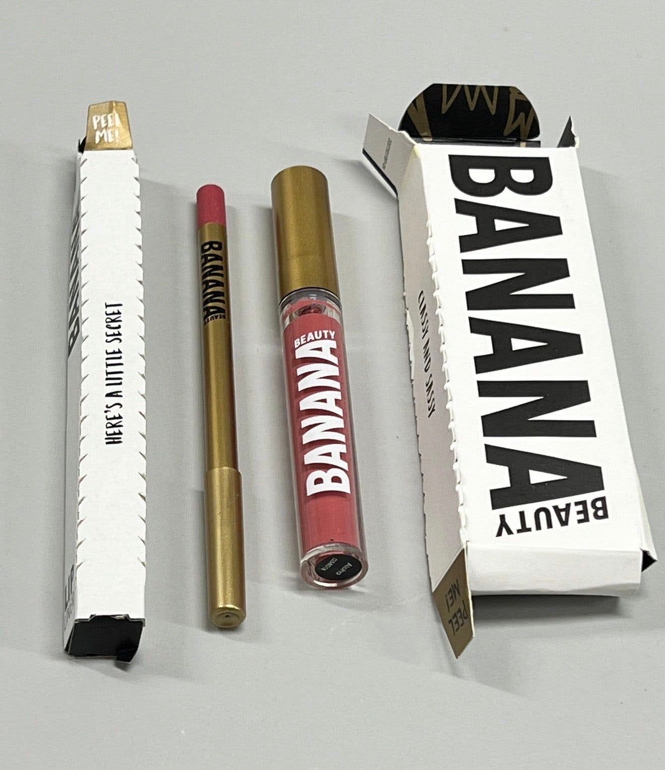 BANANA Beauty ALOHA LIPSTICK + ALOHA Gold Lipliner roze set, Lippen, Nieuw, Ophalen of Verzenden, Make-up