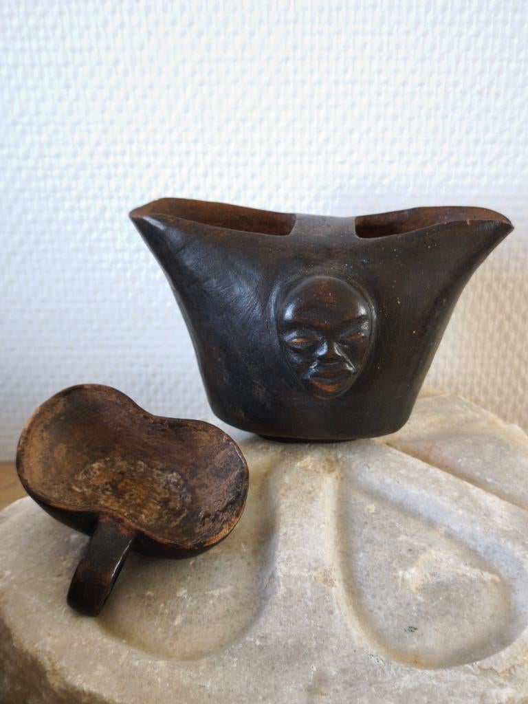 Coupe + gobelet calebasse SUKU YAKA Congo, Enlèvement ou Envoi