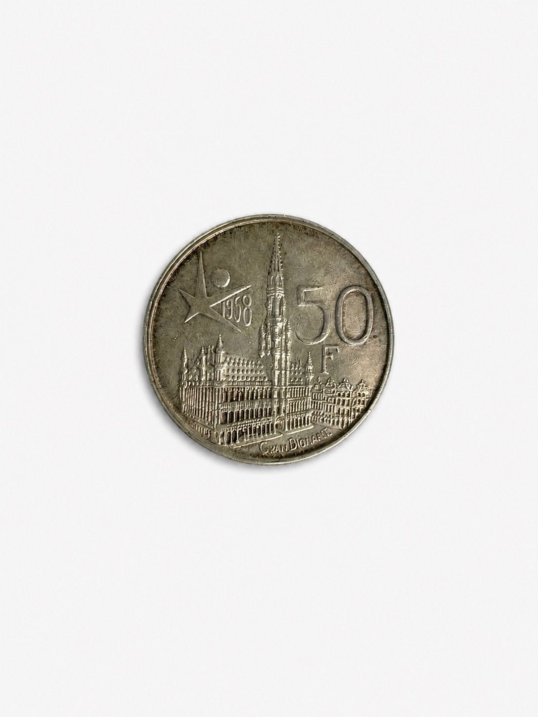 ensemble de 5 pièces de 50 francs belges en argent expo 58, Enlèvement ou Envoi, Belgique, Argent
