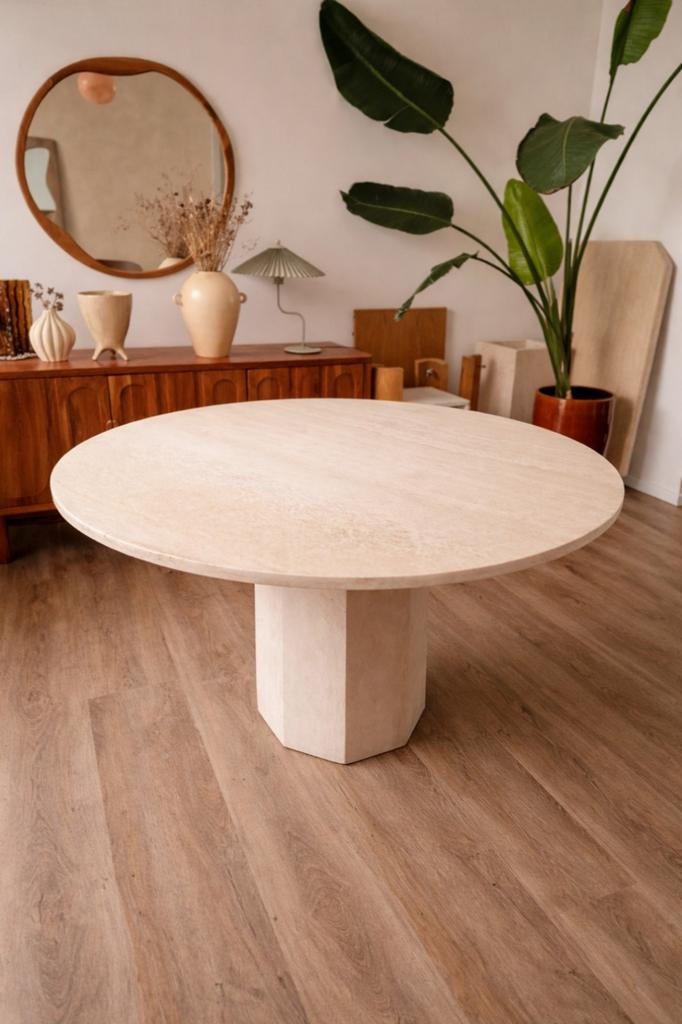 Vintage traventin eettafel, Ophalen