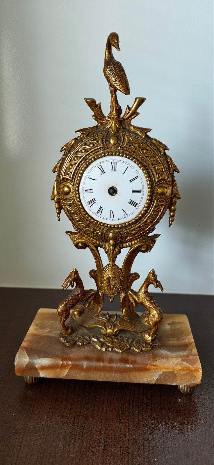 Antieke pendule klok (Louis XVI-stijl) – Messing & Onyx, Ophalen