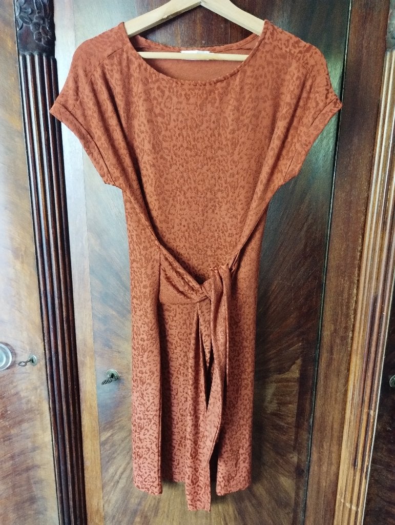 Robe orange à imprimé léopard, Enlèvement ou Envoi, Orange, Au-dessus du genou, Taille 36 (S)