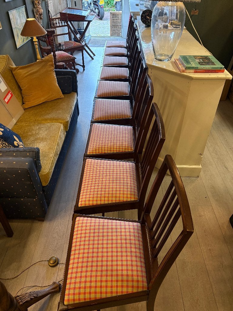 9 Edwardian Engelse Stoelen met losse Zitting., Ophalen