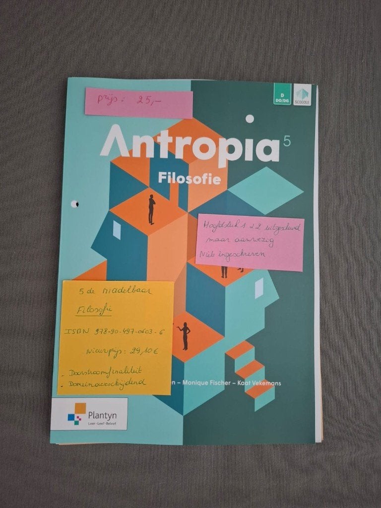Antropia 5de middelbaar 1week gebruikt  gereserveerd, Boeken, Schoolboeken, Overige vakken, ASO, Plantyn, Ophalen of Verzenden