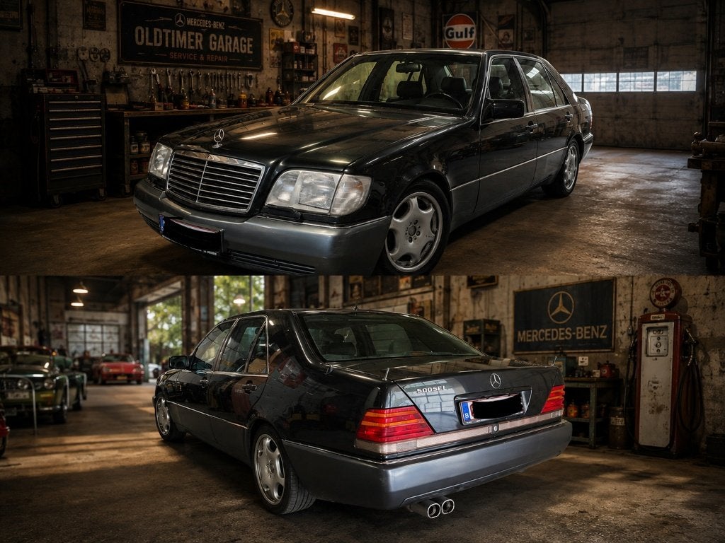 Mercedes 500SEL Oldtimer, Cuir, Argent ou Gris, Achat, USB