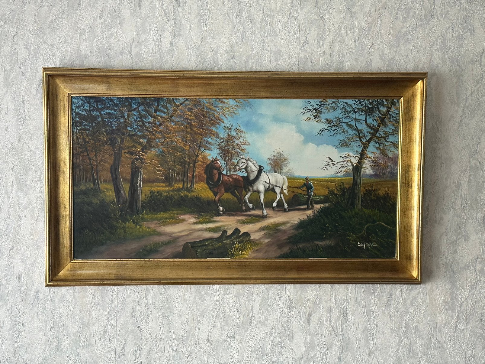 Schilderij Seyrac perfecte staat, Antiquités & Art, Art | Peinture | Classique, Paysage, Enlèvement, Toile, Encadré