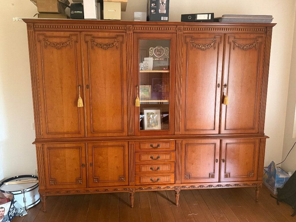 Kersenhout kast + barkast + salontafel marmer, Ophalen