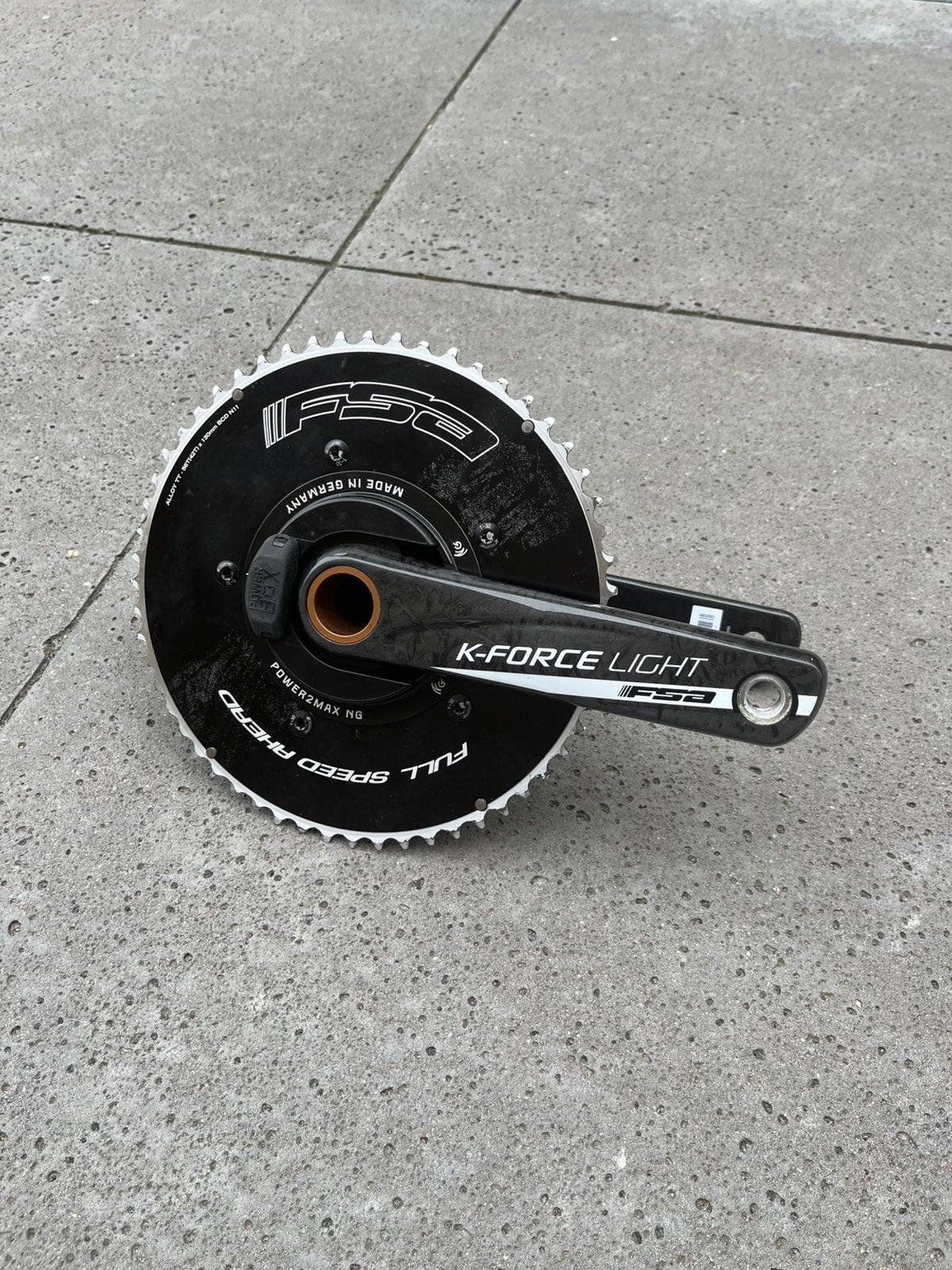 FSA k-force light crankstel met power2max vermogensmeter, Ophalen of Verzenden, Zo goed als nieuw, Carbon