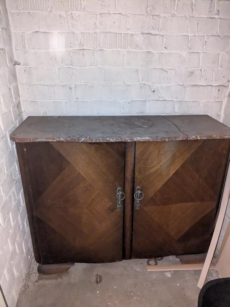 Houten kast met marmeren tablet, Antiek en Kunst, Ophalen