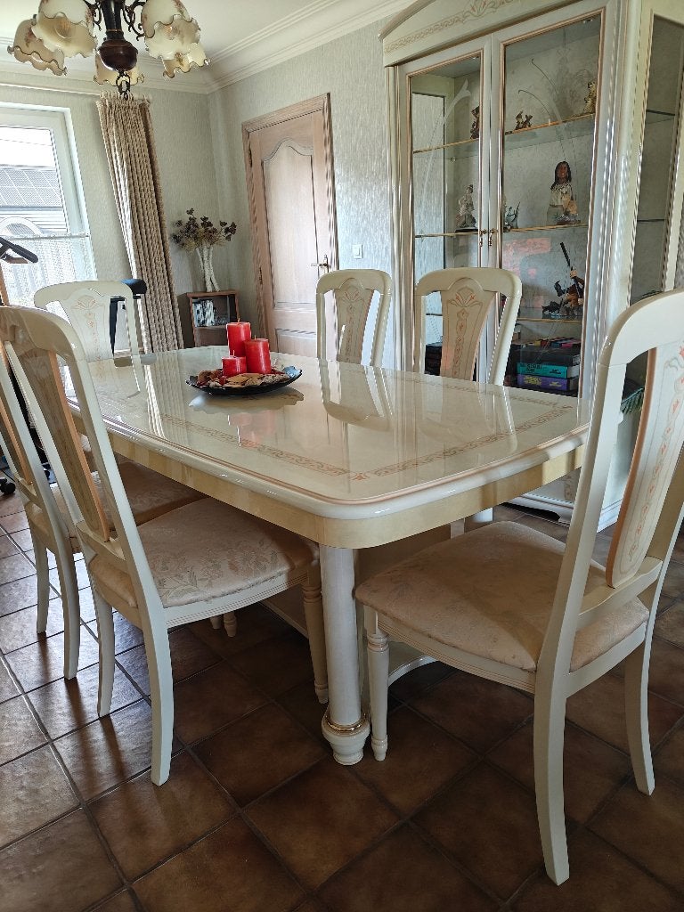 tafel + 6 stoelen, Ophalen, 50 tot 100 cm, Zo goed als nieuw, Vijf personen of meer