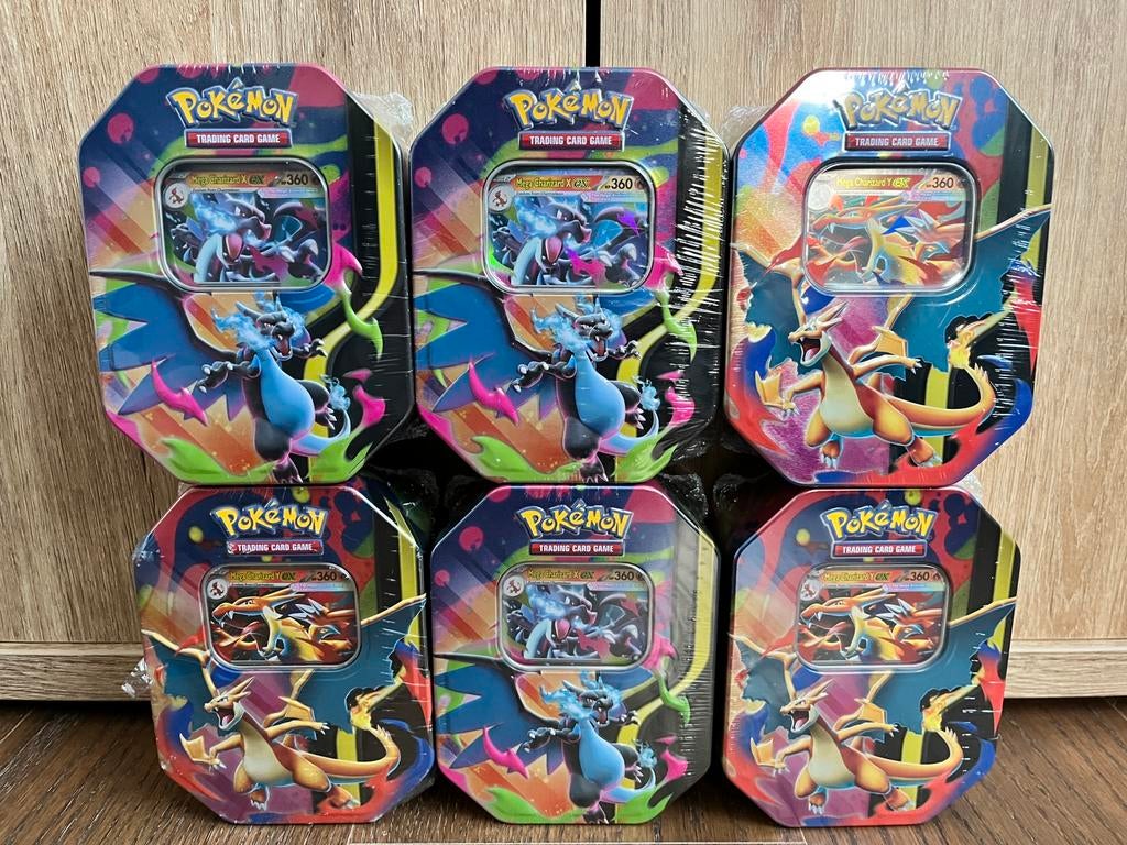 Sealed Mega Charizard X & Y tin Pokémon, Ophalen of Verzenden, Nieuw, Booster, Foil
