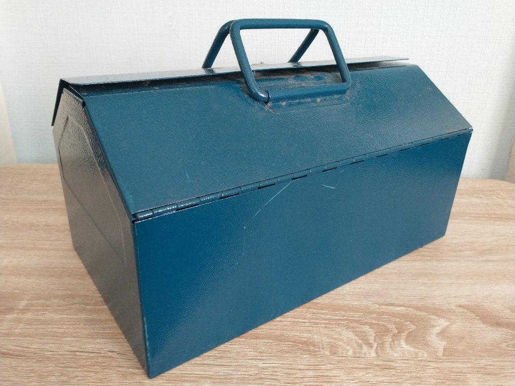 Metalen gereedschapskoffer blauw, Doe-het-zelf en Bouw, Gereedschapskisten, Ophalen, Gebruikt