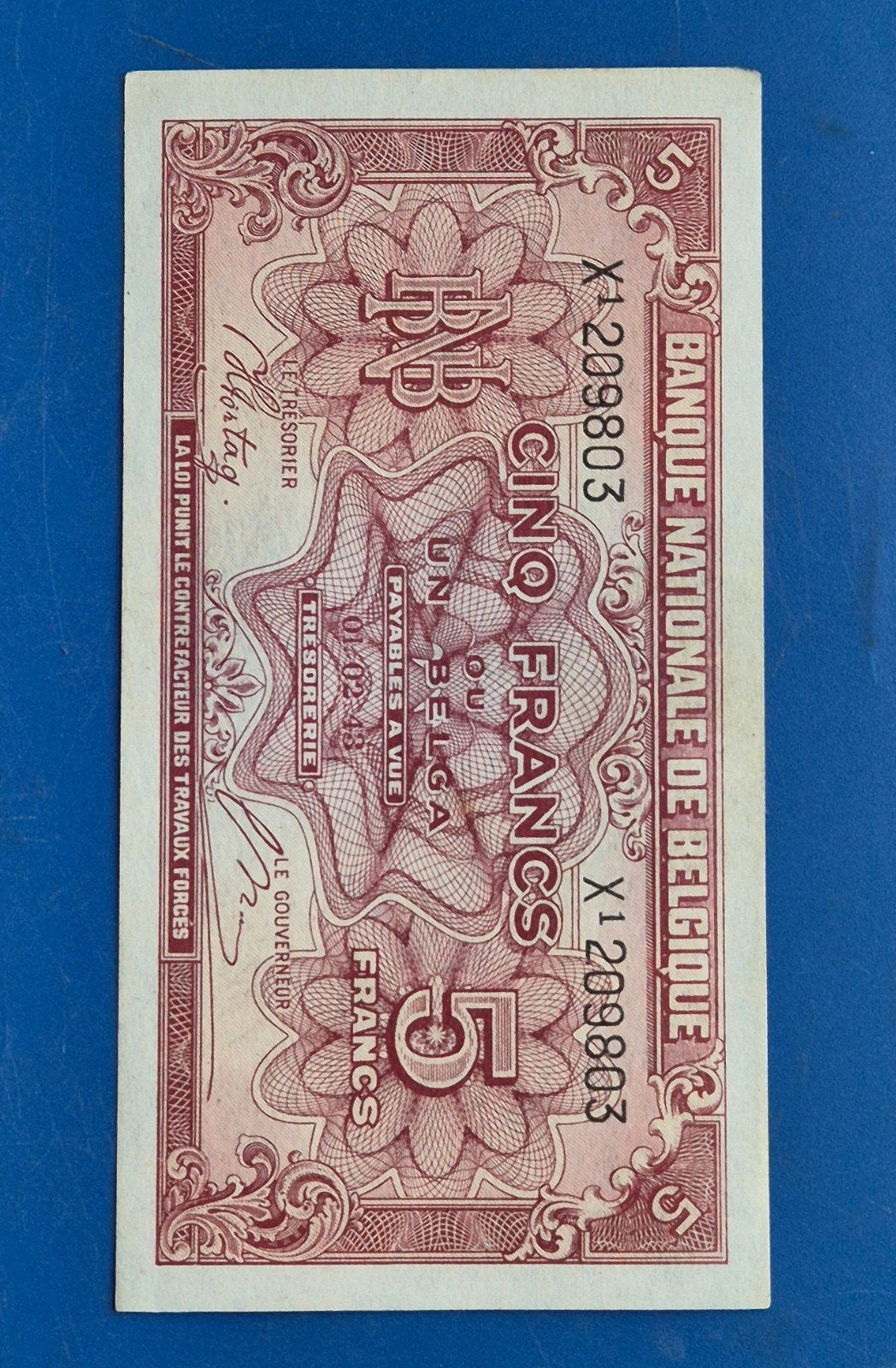 2België  2 Belga 1943 Londen   UNC, Postzegels en Munten, Bankbiljetten | België, Ophalen of Verzenden, Los biljet